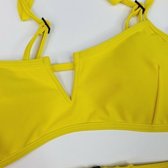 Kendall & Kylie Ruffle Bikini Top Neon Yellow  NWT. Size Small MSRP $120 - Picture 7 of 8